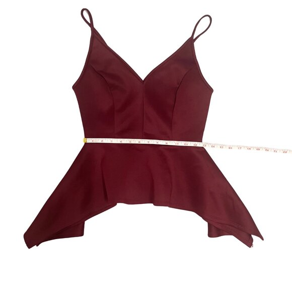 Love J Women's Burgundy Peplum Tank Sz M Asymmetrical Hem Date Night Y2K Chic - Picture 6 of 10